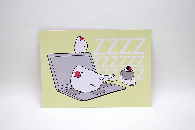 Sleeping Java sparrow Postcard - การ์ด/โปสการ์ด - กระดาษ หลากหลายสี