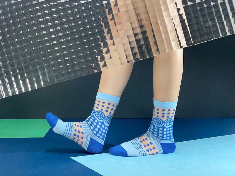 Punch Card Light Blue Sheer Socks | Transparent See-through Socks | Fun Socks - Socks - Cotton & Hemp Blue