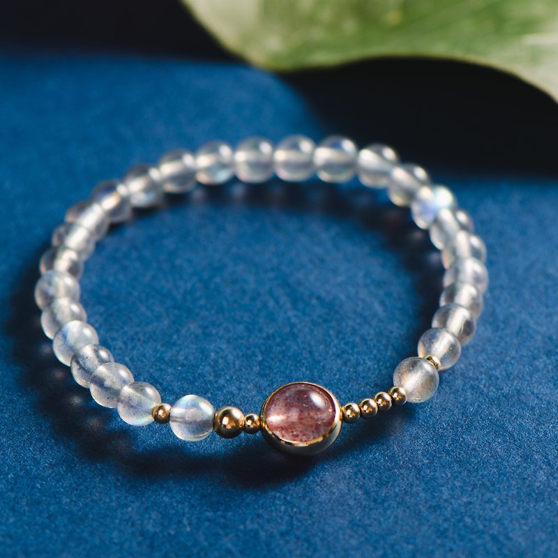 Rose Quartz, Labradorite 14K Gold Filled Natural Gemstone Crystal Bracelet - Bracelets - Crystal Pink