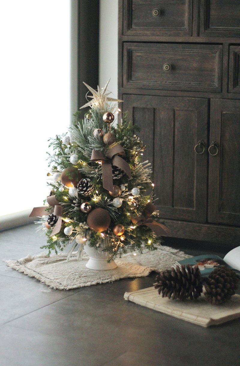 摩卡慕斯色調【新鮮聖誕樹】雪松與仿真雪花松針 聖誕樹 - 盆栽/植栽 - 植物．花 多色