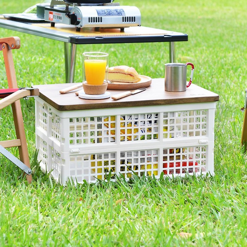 +O Jiawo Shanzaki Picnic Camping Solid Wood Folding Storage Table (1 Basket, 1 Board)-With Carry Bag - Storage - Plastic Multicolor