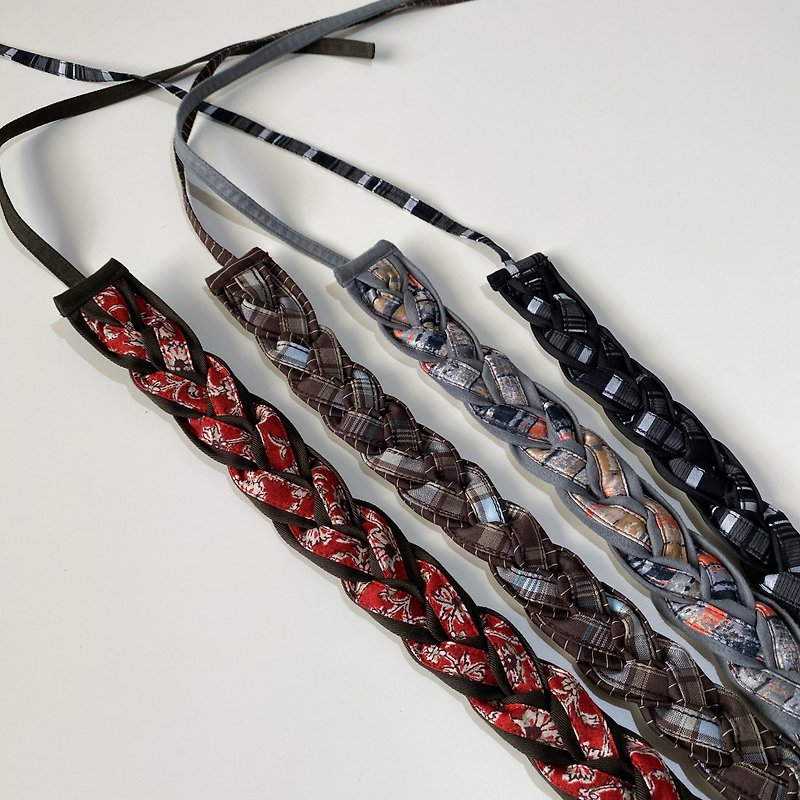 Dark color - handmade self-tying braided headband - ที่คาดผม - ผ้าฝ้าย/ผ้าลินิน หลากหลายสี