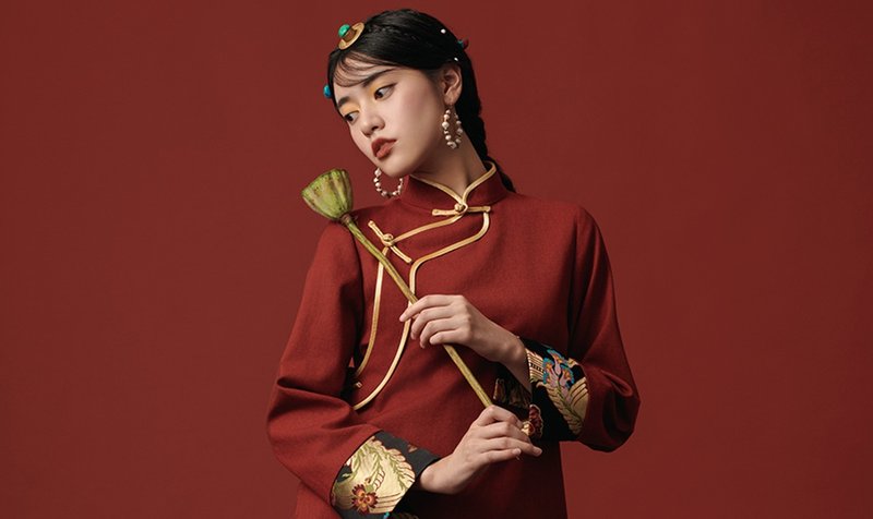 【妙音】新中式復古藏裝 改良版禮服 - 洋裝/連身裙 - 其他材質 紅色