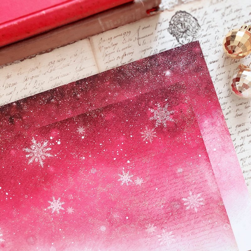 雪の結晶、冬空【赤】 - 禮物盒/包裝盒 - 紙 藍色