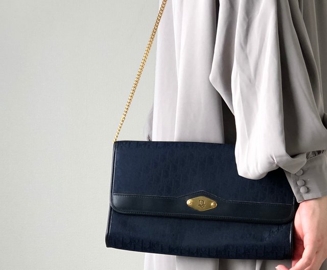 ディオール　2way ハンドバッグ　チェーンショルダーバッグ　トロッター　紺 Christian Dior - ディオール 2way ハンドバッグ チェーン