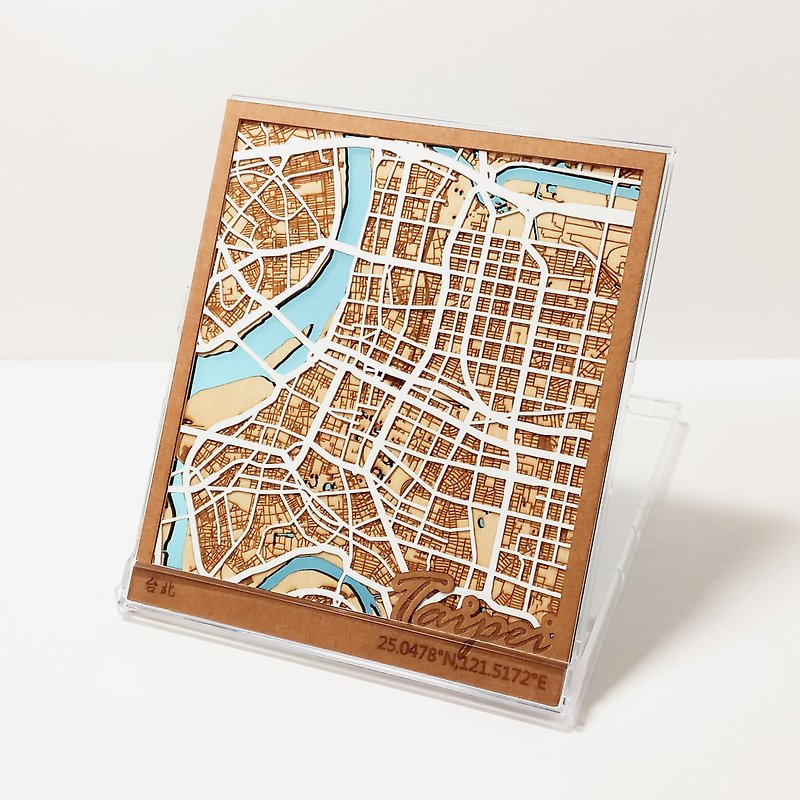 Yifang Map-Taipei | Taiwan City Map | Customized Map - Items for Display - Wood Multicolor