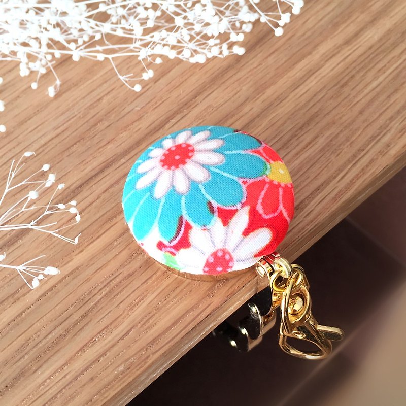 Bag hanger with Japanese Traditional Pattern, Kimono - chrysanthemum - Charms - Other Metals Blue