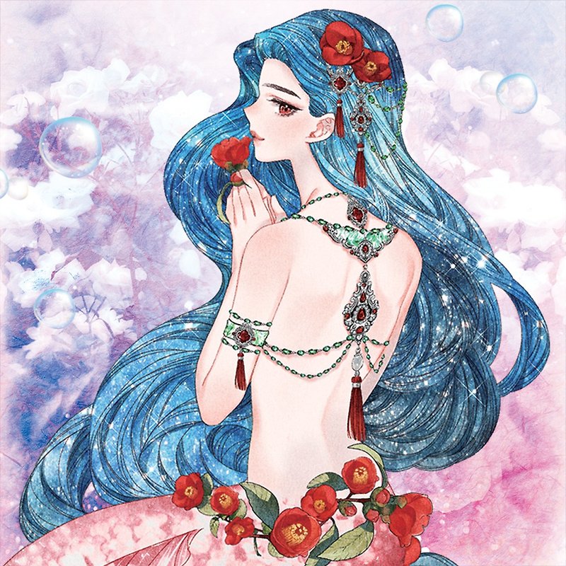 Flower Mermaid_Camellia (9Color) - Stickers - Paper Red