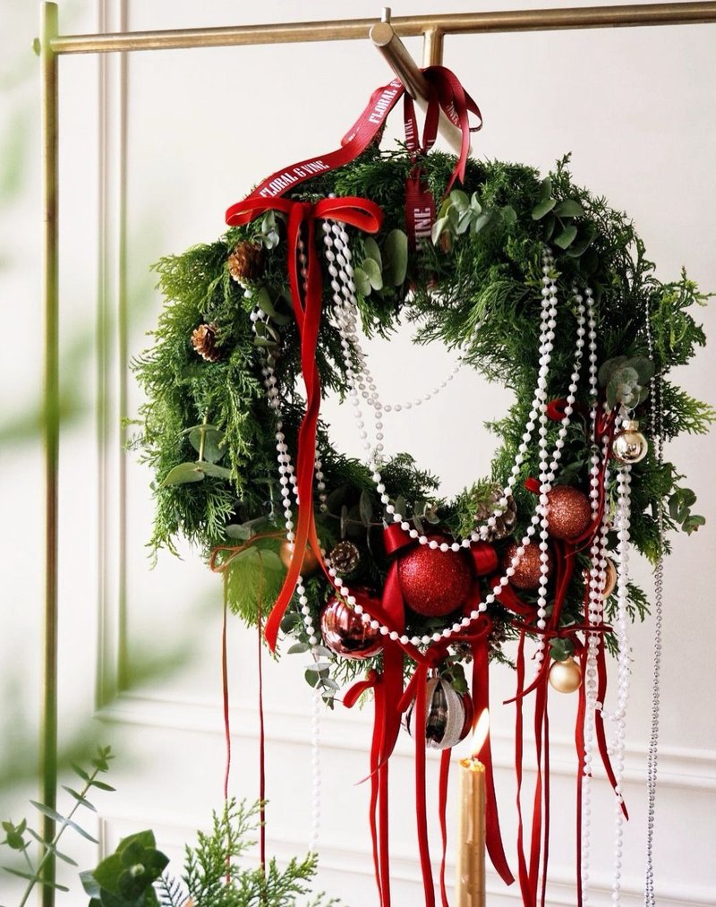 Luxurious Château Noël 璀璨奢紅聖誕花圈 - 擺飾/家飾品 - 植物．花 