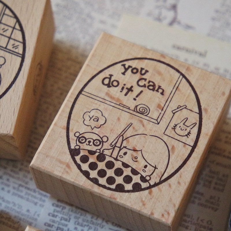 Teacher's Stamp/Oval Scene Series/you can do it - Stamps & Stamp Pads - Plastic Red