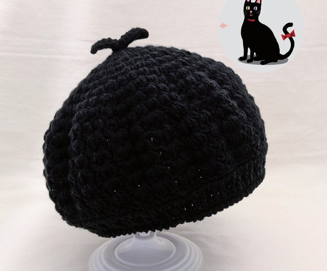 black crochet beret