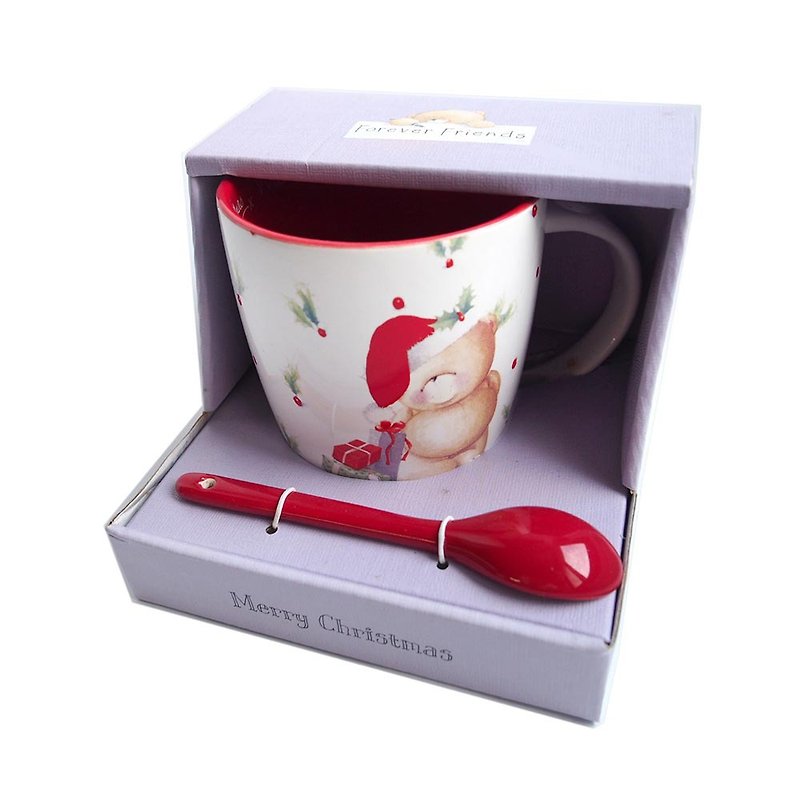 FF Bear Christmas Mug (With Spoon)【Hallmark-ForeverFriends Christmas Gift】 - แก้วมัค/แก้วกาแฟ - เครื่องลายคราม หลากหลายสี