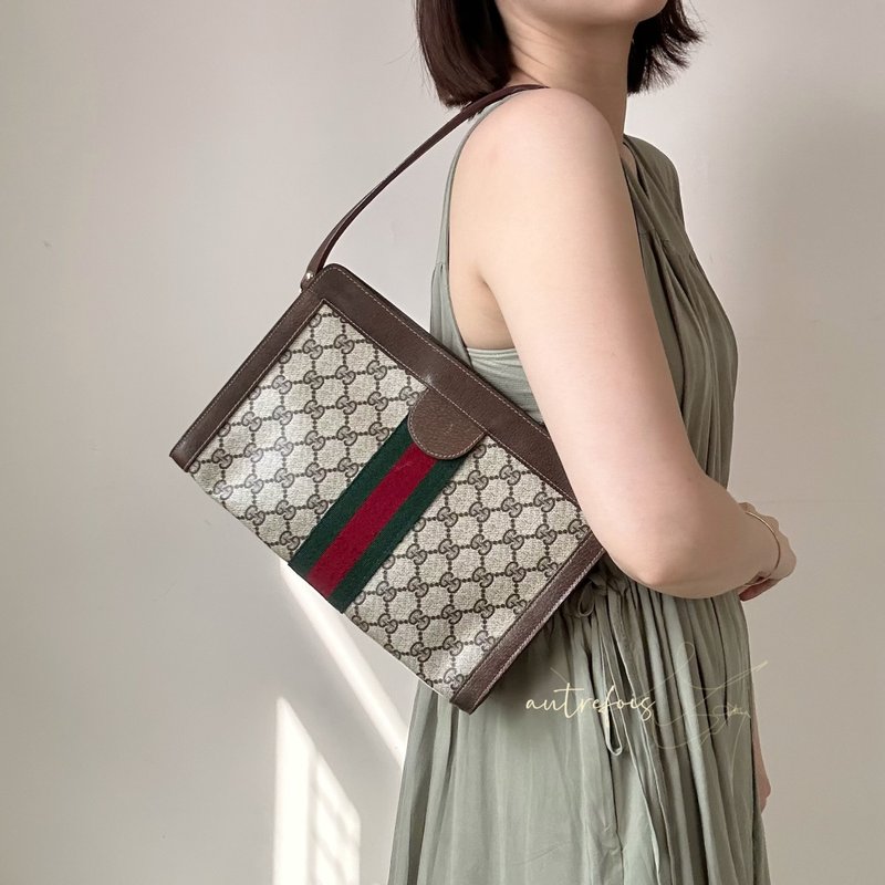 Gucci Monogram 手拿包/附肩帶兩用 - 側背包/斜背包 - 防水材質 咖啡色
