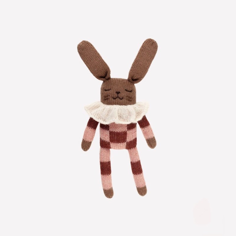 Bunny knit toy / sienna check pyjamas - ของเล่นเด็ก - ขนแกะ 