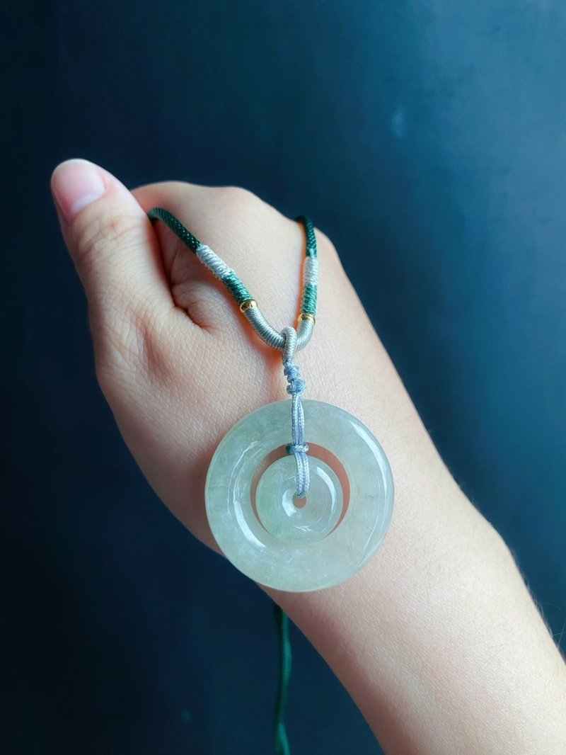 天然緬甸玉翡翠 厚庄 蜜糖 子母扣 項鍊 禮物 jadeite 長輩禮 - 項鍊 - 玉石 綠色