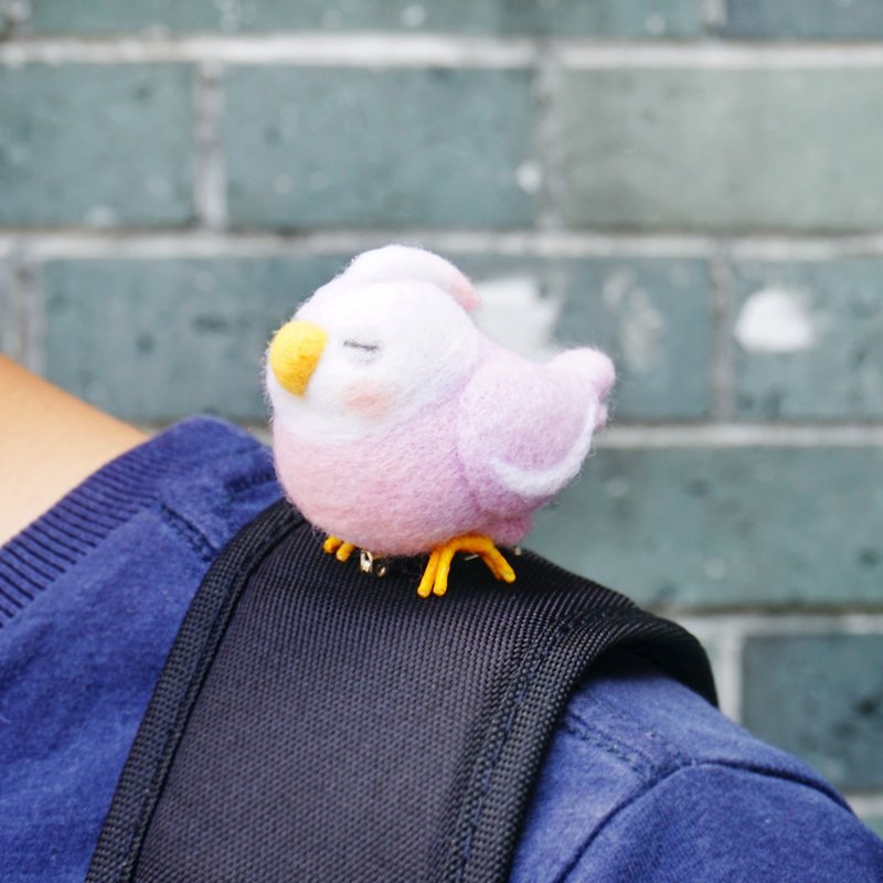 一隻有想法的鳥 - 羊毛氈紫色鸚鵡 挂飾擺飾背包掛飾鑰匙圈聖誕禮 - 裝飾/擺設  - 羊毛 紫色