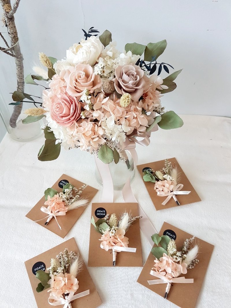 海藏設計| 佩魯日午後陽光。永生花捧花 - 乾燥花/永生花 - 植物．花 粉紅色