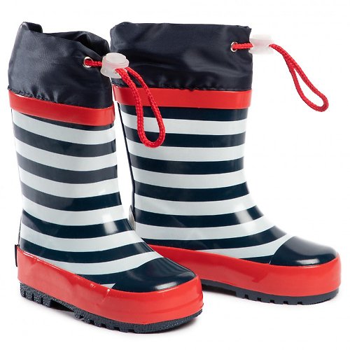 日安朵朵 德國PlayShoes 天然橡膠中筒束口式兒童雨鞋-海軍風