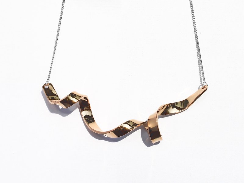 METAL RIBBON NECKLACE | 18K ROSE GOLD - Necklaces - Other Metals Gold