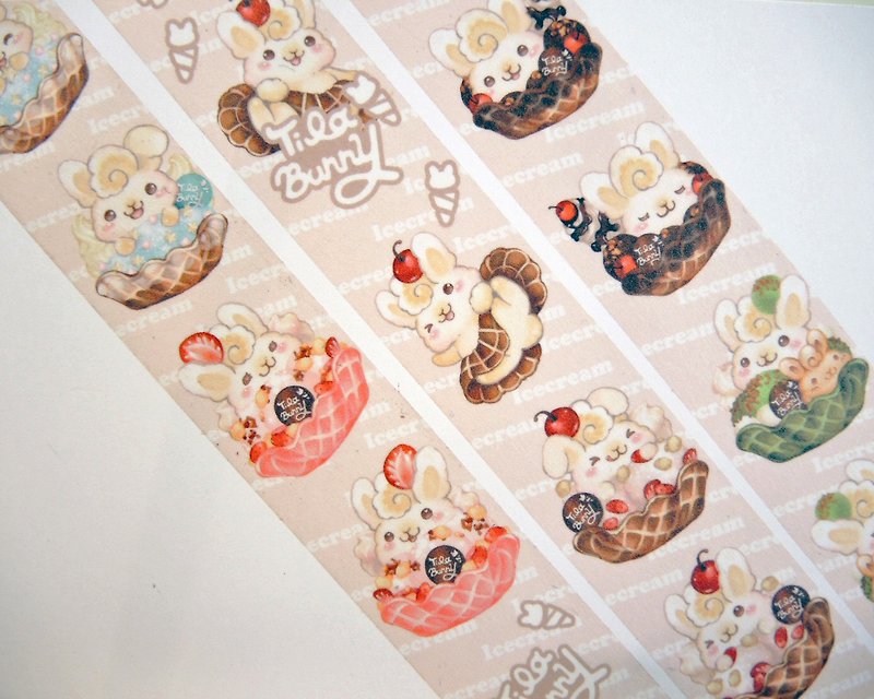 Masking Tape-Ice Cream Bunny - Washi Tape - Paper Multicolor