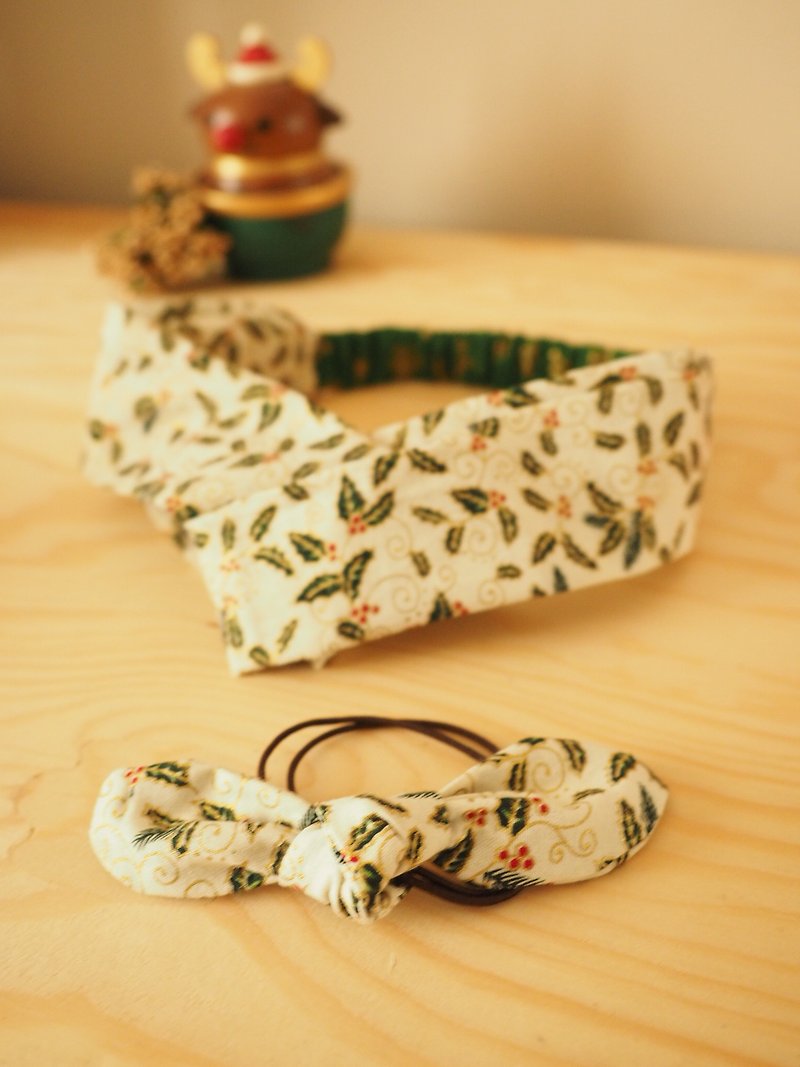 Christmas Limited Edition Handmade Elastic Headband Customized for Adult and kid - Hair Accessories - Cotton & Hemp White