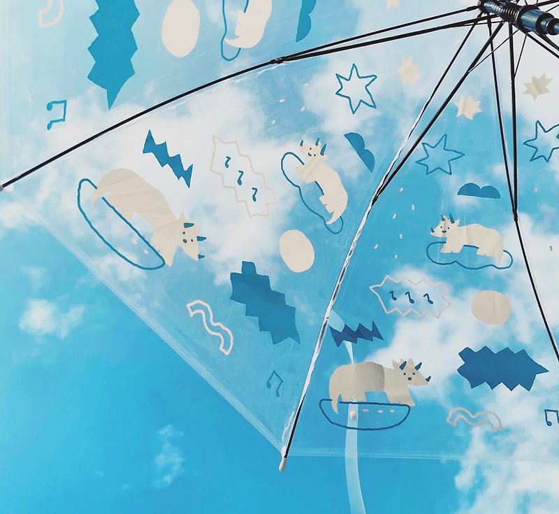 Triceratops Rainy Day | Transparent Straight Umbrella - Umbrellas & Rain Gear - Plastic 