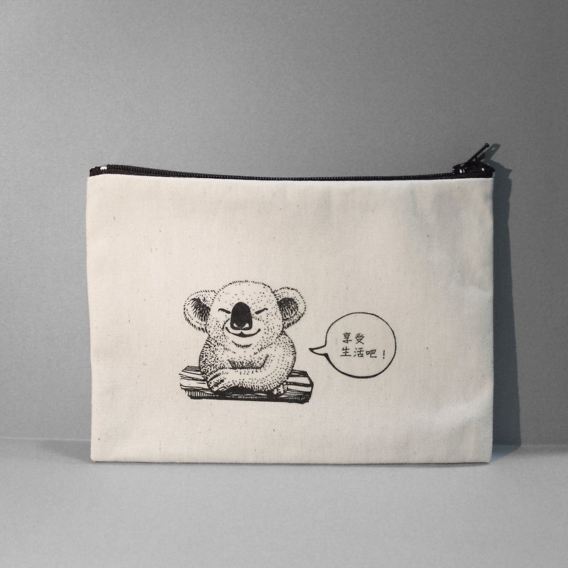 Handmade zipper bag koala wood series lean wood - Toiletry Bags & Pouches - Cotton & Hemp Gray