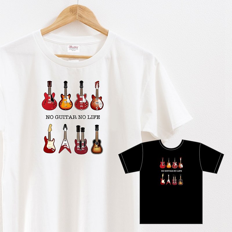 guitar T-shirt Color - เสื้อยืดผู้หญิง - ผ้าฝ้าย/ผ้าลินิน ขาว