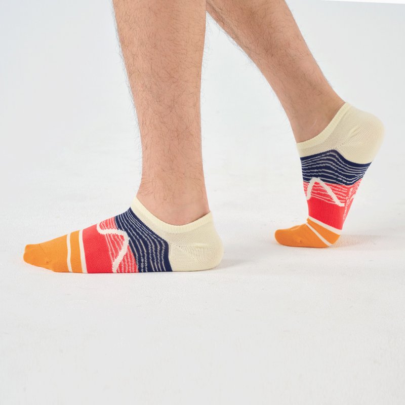 River Valley Contour/Warm Yellow (F)-MIT Design Ankle Socks - ถุงเท้า - ผ้าฝ้าย/ผ้าลินิน สีส้ม