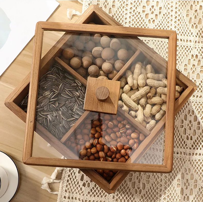 (Wooden box) Multipurpose box, storage box or jewelry box with 4 compartments - กล่องเก็บของ - ไม้ 