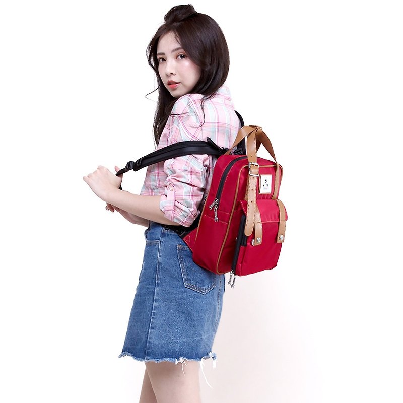 [Twin Series] 2018 Advanced Edition - Roaming Backpack - Brick Red (Small) - Backpacks - Waterproof Material Red