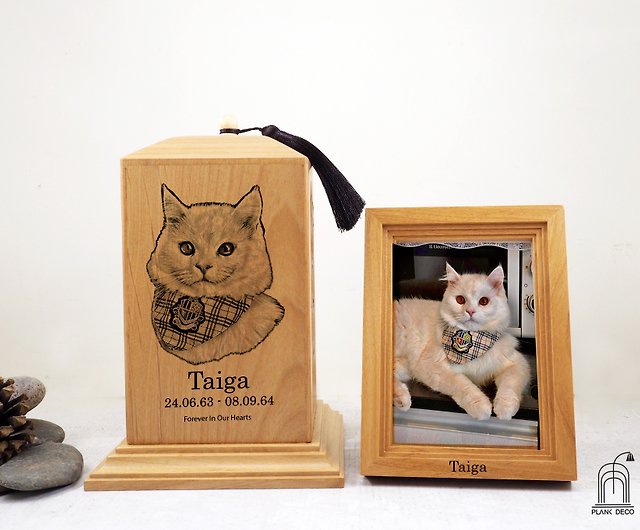 フレーム付き犬の壷、ペットの壷、カスタム猫の壷、記念品の猫の木箱 - ショップ plankdeco その他 - Pinkoi