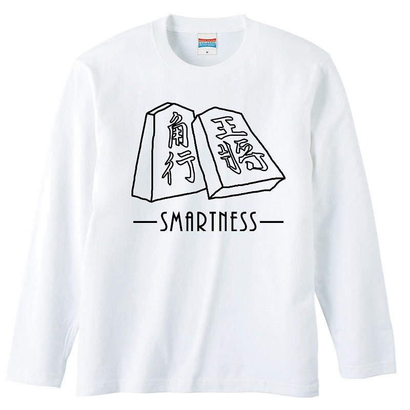 Long Sleeve T-shirt / Smartness Shogi - เสื้อยืดผู้ชาย - ผ้าฝ้าย/ผ้าลินิน ขาว