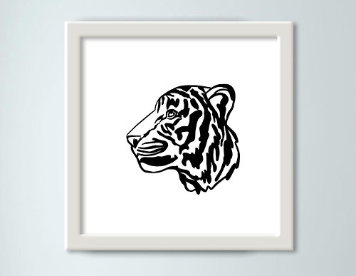 Alenaresuet Tiger, Cute poster, Predator , Digital picture, Monochrome
