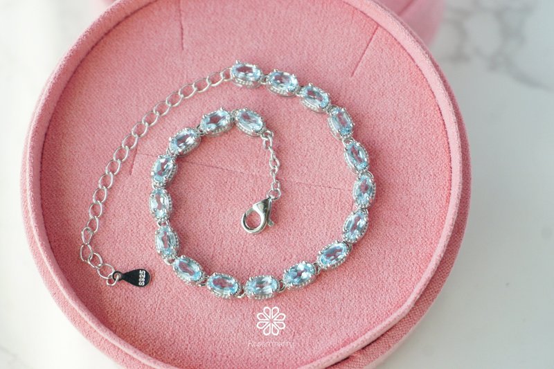 Natural Blue Topaz Bracelet Sterling Silver 925 - 手鍊/手環 - 純銀 藍色