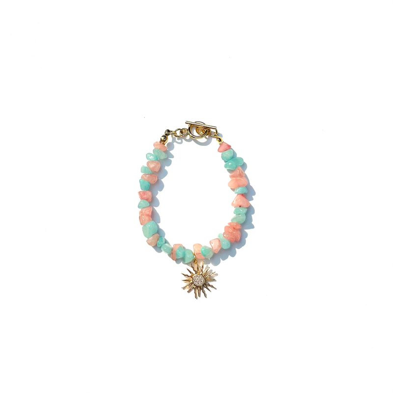 Bracelet Sun, Sand, Sea, You&Me • 18k Gold Jewelry • Pastel Natural Stones - 手鍊/手環 - 24k 金 多色