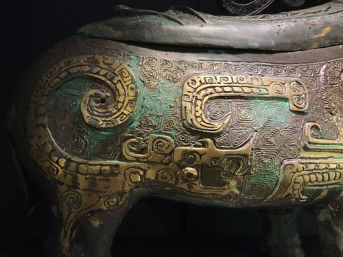 仿古青銅牛型觥青銅器犧牛觥銘文商周牛型尊犧尊樽古玩山奇藝術