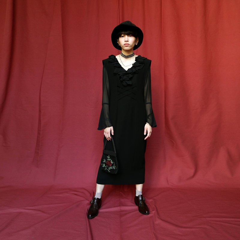 Pumpkin Vintage. Vintage strap dress - กระโปรง - เส้นใยสังเคราะห์ สีดำ