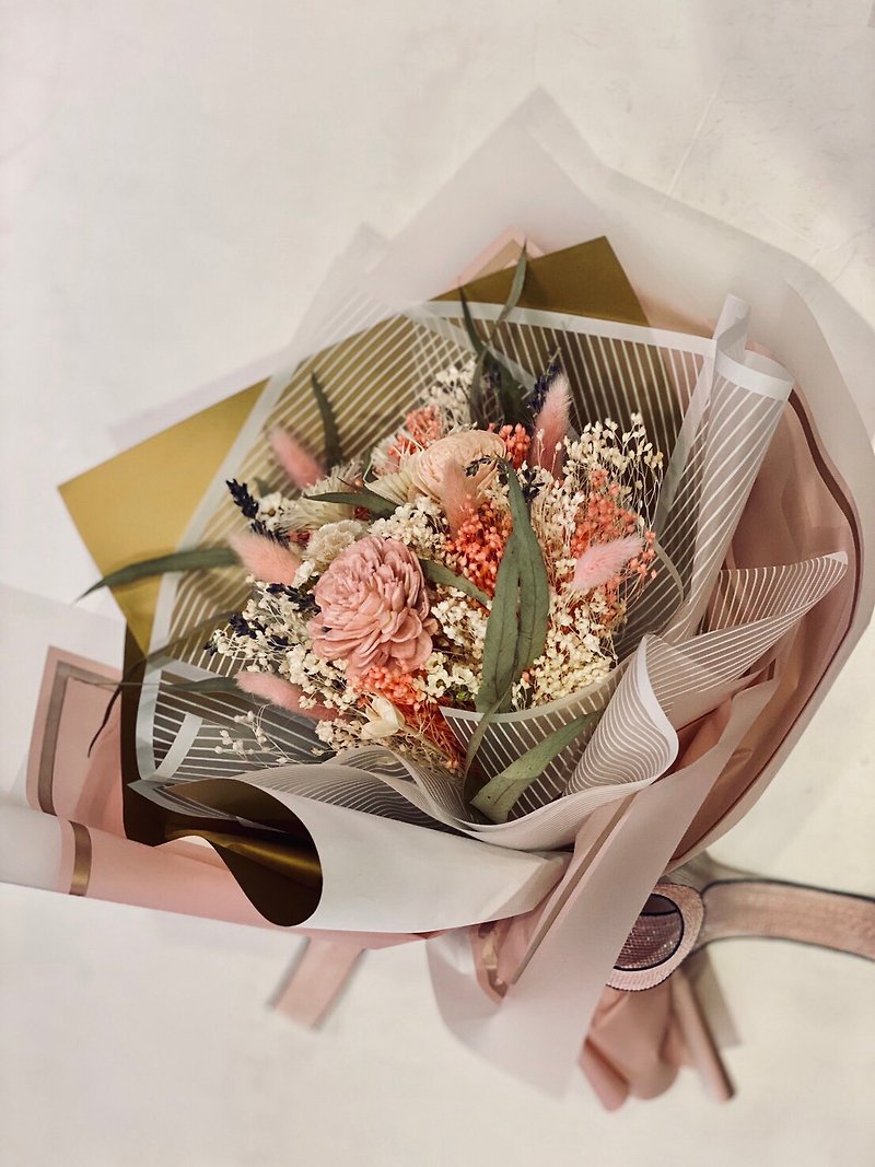 Cherry Blossom Powder Dry Bouquet Graduation Bouquet | Best Choice for Birthday and Valentine's Day | Pick up in Taipei - ช่อดอกไม้แห้ง - พืช/ดอกไม้ สึชมพู