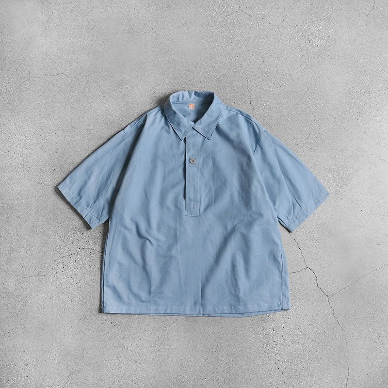 瑞典公發軍襯衫(藍)/ Vintage 古著 / 歐洲軍裝 - 男襯衫/休閒襯衫 - 棉．麻 藍色
