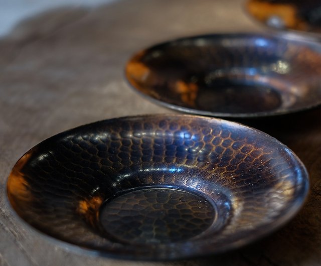 古代日本美術[シャンビン]銅受け皿と紫ブロンズ受け皿を備えた青銅器