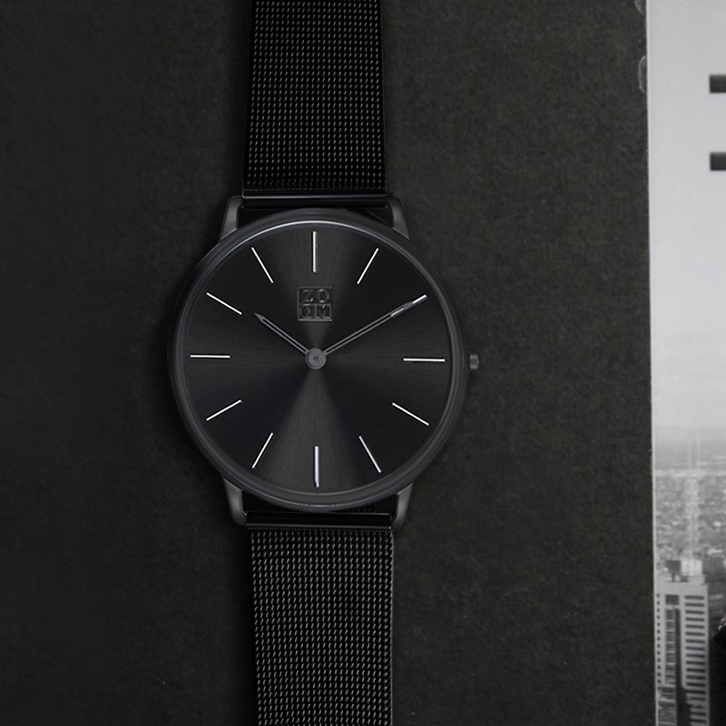 THIN 5010 極簡超薄米蘭帶手錶 - 黑 - 對錶/情侶錶 - 其他金屬 黑色