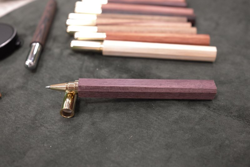 Violet gold ball-point pen - hand-shaved - Rollerball Pens - Wood Purple