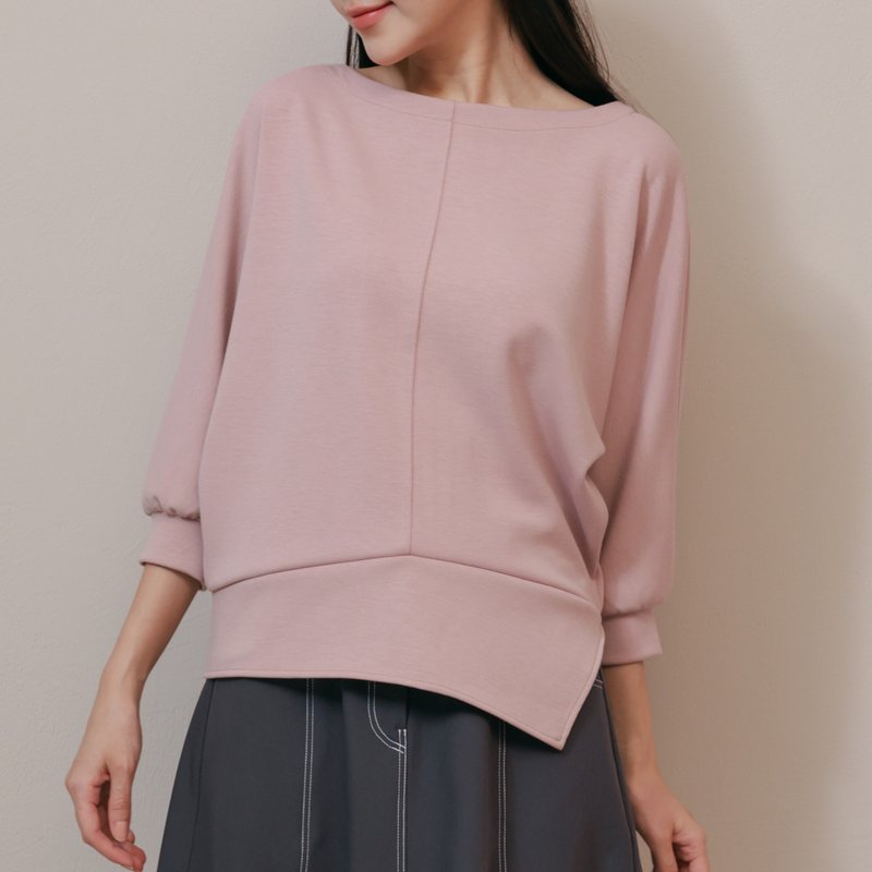 Cutaway hem top - pink - เสื้อผู้หญิง - ผ้าฝ้าย/ผ้าลินิน สึชมพู