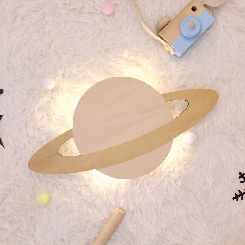 SomeShine has bright spots // Wooden Silhouette Wall Lamp - Saturn - Lighting - Wood 