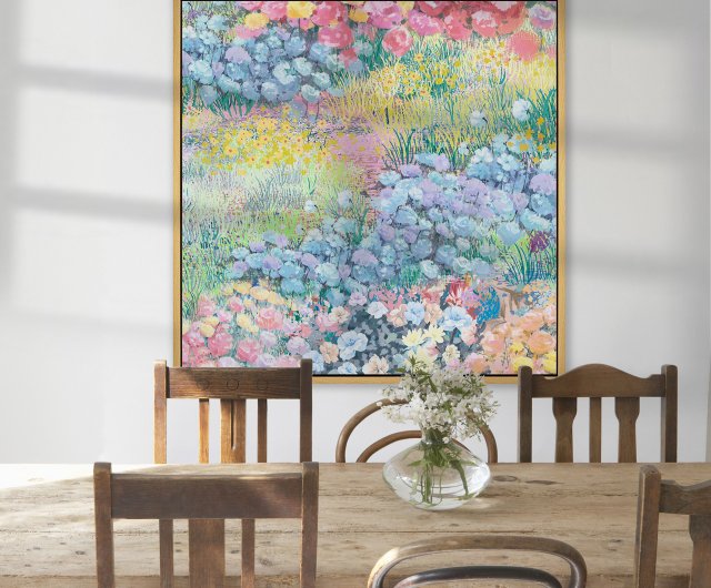 フレグラントワンダーランド II - 油絵スタイルの春の花の装飾吊り下げ絵画/寝室の装飾吊り下げ絵画/サイドキャビネットの装飾