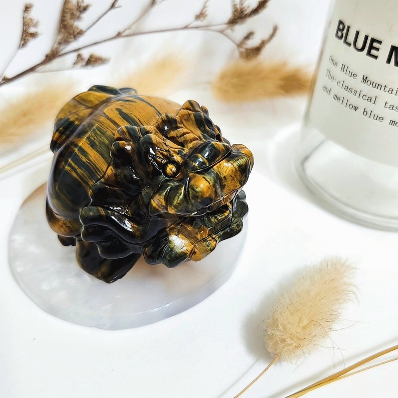藍黃虎眼共生龍龜 - 擺飾/家飾品 - 玉石 多色