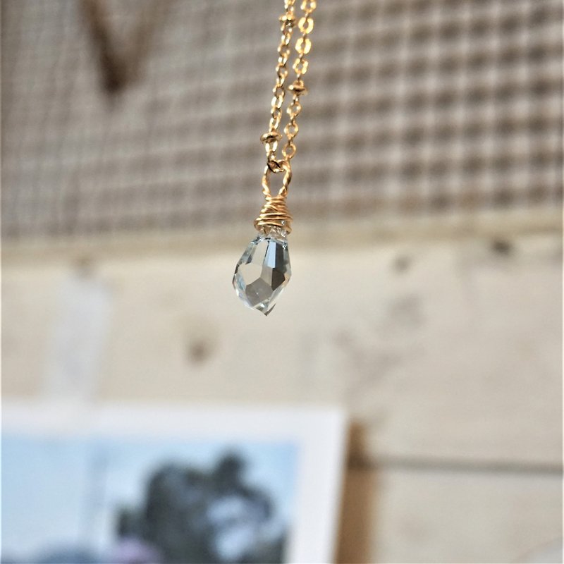 Crystal Tears-Artistic Faceted Crystal Necklace-Swarovski Light Blue - Necklaces - Crystal Transparent