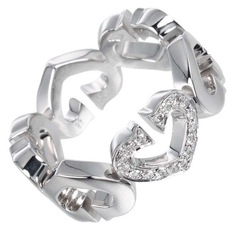 【日本直送】カルティエ CARTIER Cハート 8号 リング 指輪 K18WG ホワイトゴールド ダイヤモンド 約7.11g【中古】Aランク - 戒指 - 貴金屬 銀色