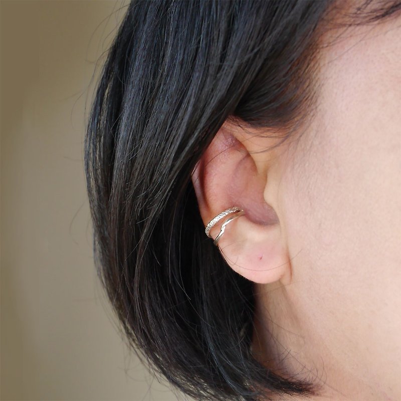 雙圈耳骨夾 無痛免耳洞不穿孔 免費禮物包裝 - 耳環/耳夾 - 純銀 銀色